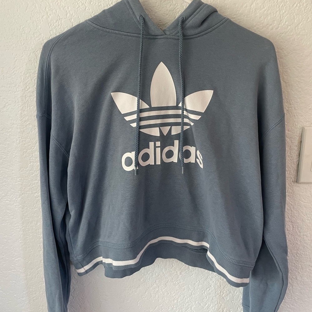 Adidas Blue and White Sweater with Iconic Logo